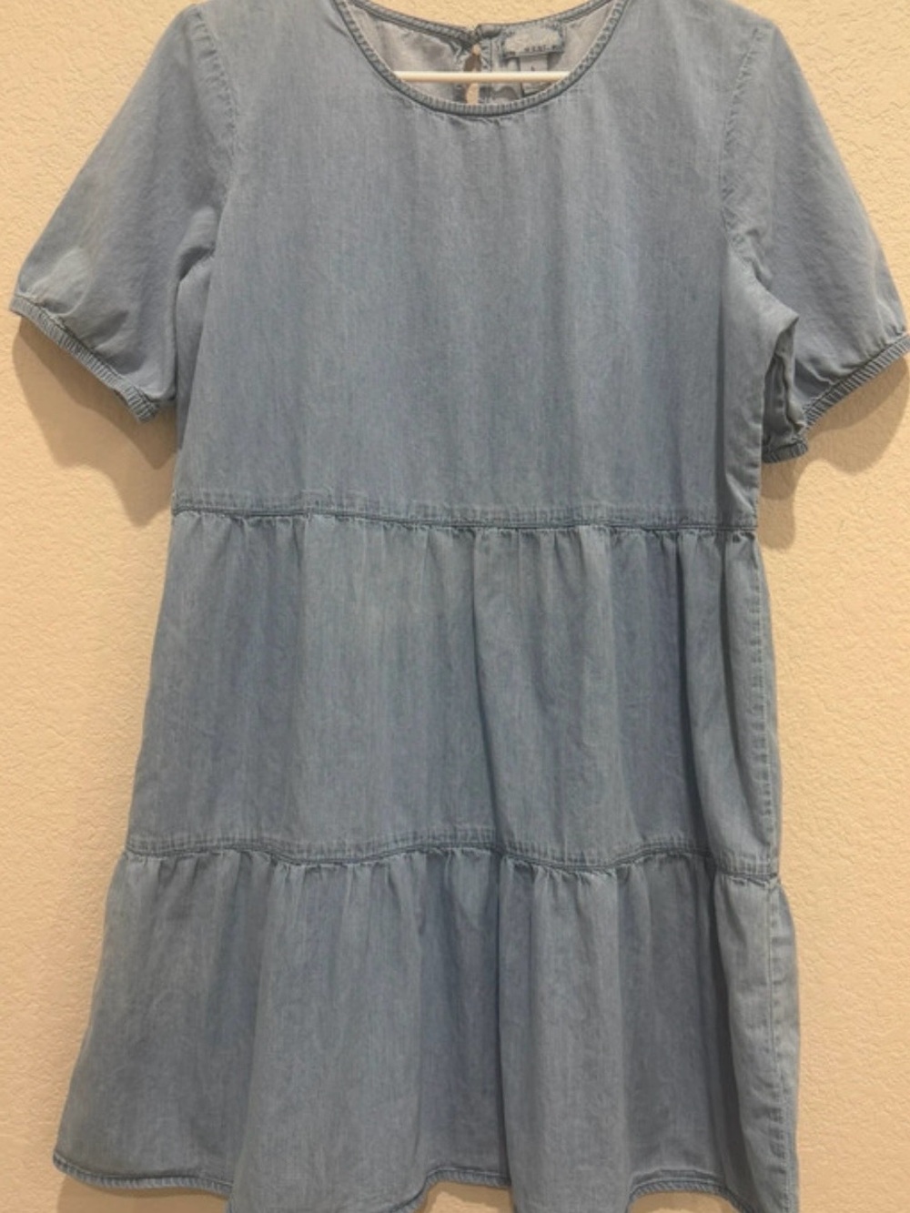 Light Blue Denim Tiered Kids Dress